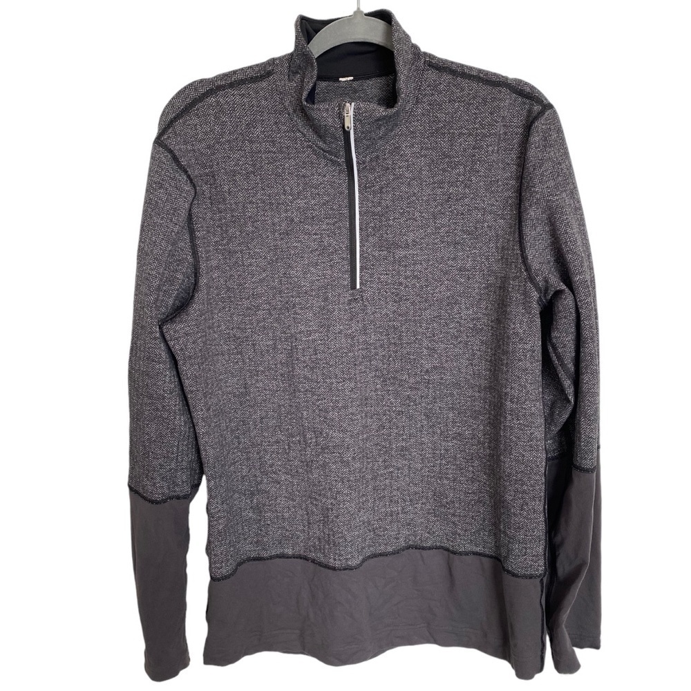 Lululemon Womens Long Sleeve 1/2 Zip Heathered Black/Gray Size 6